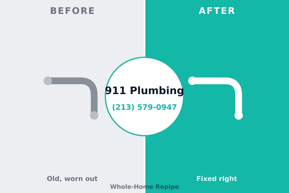 Before and after: plumbing repair Keuka Park, NY